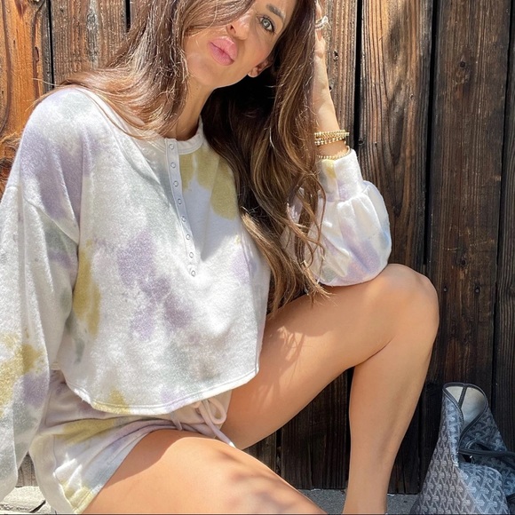 LAST SET• Cozy Livin’ Brushed Tie Dye Lounge Set - Picture 3 of 9